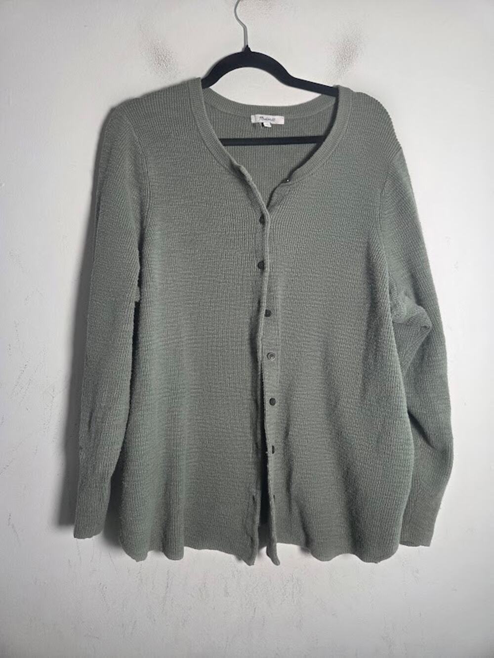 Madewell Olive Green Cotton Button Down Boxy Knit Cardigan Sweater size 3X